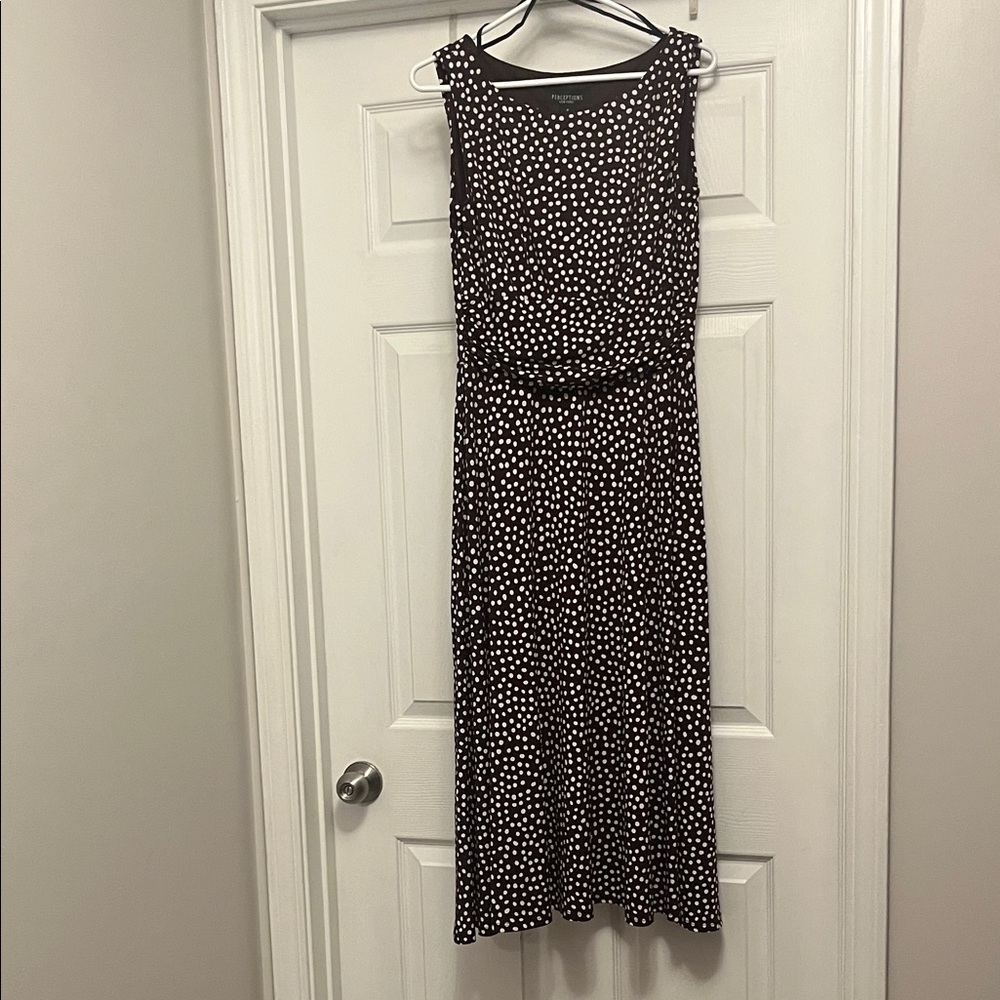 Perceptions Brown and White Midi Dress